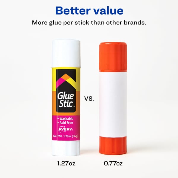 Avery Glue Stic Glue Sticks Washable Non Toxic 1.27oz 6 Total 98073 Avery